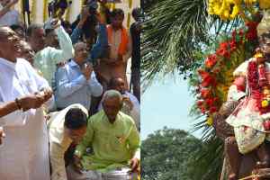 राजस्व मंत्री गुप्ता ने अग्रसेन महाराज और पं. उद्धवदास मेहता की प्रतिमा का अनावरण किया