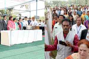 मंत्रालय के समक्ष राष्ट्र-गीत एवं राष्ट्र-गायन सम्पन्न
