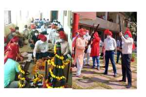 परंपरा का निर्वहन करते हुये नरसिंहपुर पुलिस अधीक्षक एवं कलेक्टर ने विधि विधान से की शस्त्र पूजा