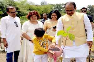 मुख्यमंत्री श्री चौहान ने बरगद, जामुन और कदम्ब के पौधे रोपे